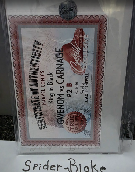 Gwenom vs. Carnage #2 B–J. Scott Campbell Variant – MJ & Gwen Band - Signed +COA