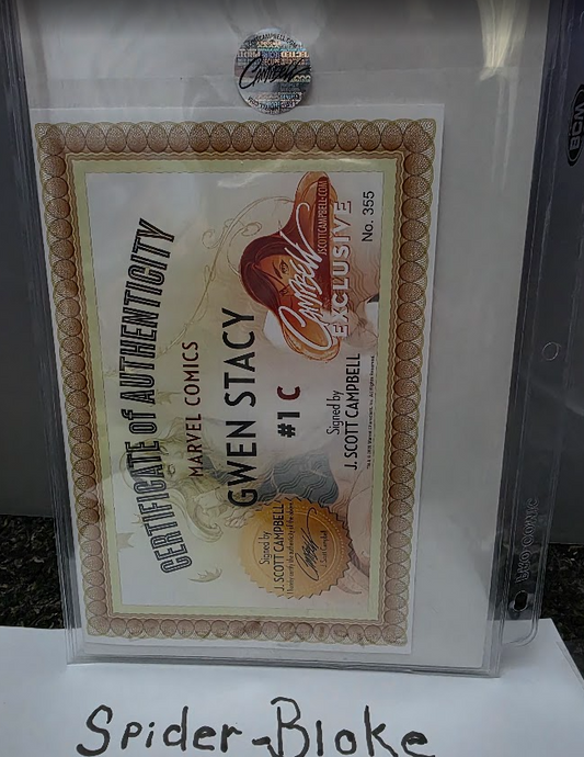 Gwen Stacy #1 C Variant – J. Scott Campbell Exclusive– Signed +COA –Ghost-Spider